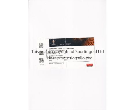 MANCHESTER UNITED       Ticket for the home Europa League match v  FC Barcelona 23/2/2023, vertical crease.   Generally good 