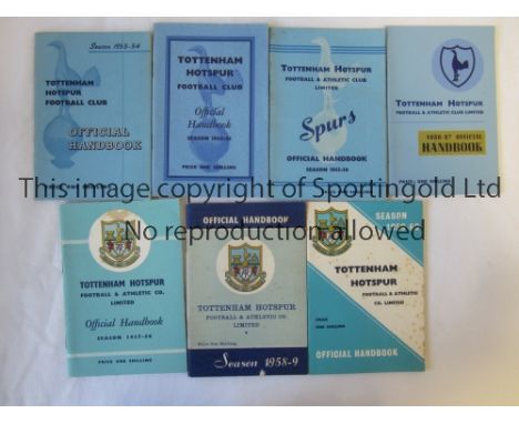 TOTTENHAM HOTSPUR        Seven Official Handbooks for the seasons 1953/1954, 1954/1955, 1955/1956, 1956/1957, 1957/1958, stic