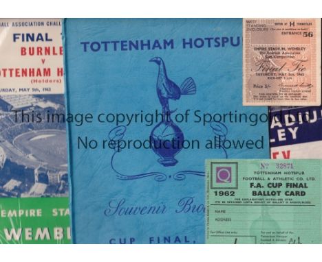 FA CUP FINAL 1962 / TOTTENHAM HOTSPUR V BURNLEY       Programme, Ballot Card, ticket, song sheet which is folded in four and 