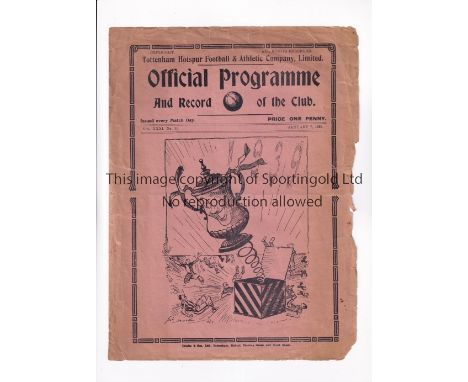 TOTTENHAM HOTSPUR / FA CUP 1939        Programme for the home FA Cup tie v Watford 7/1/1939, horizontal crease, wear, tears a