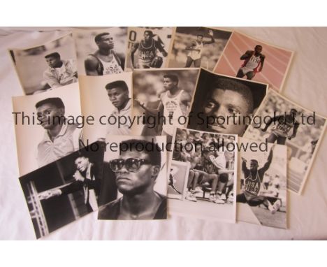 PRESS PHOTOS / CARL LEWIS / ATHLETICS       Fourteen B/W photos, the largest is 10" X 8" plus 11 wirephotos of the legendary 