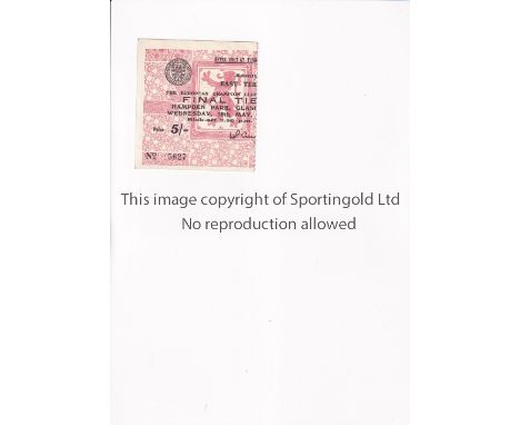 1960 EUROPEAN CUP FINAL / TICKET      Ticket for the European Cup Final tie Eintracht Frankfurt v Real Madrid at Hampden Park