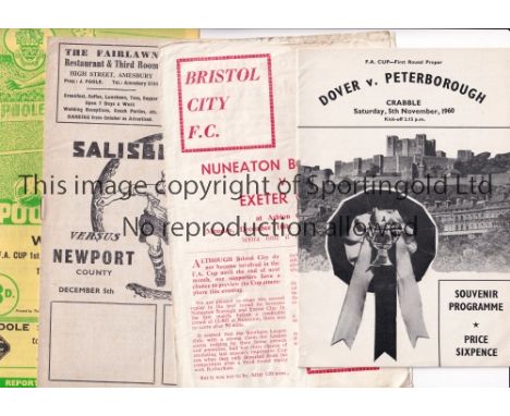 NON-LEAGUE IN THE FA CUP    Four programmes: Dover v Peterborough United 5/11/60, first League season for Peterborough, Nunea