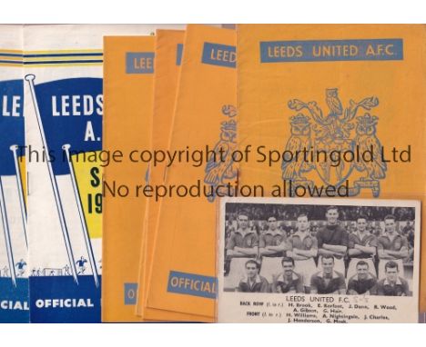 LEEDS UNITED     Eleven programmes: home v Swansea 1955/56, Arsenal 1957/58 February postponed,  3 X 1959/60 v Blackpool, Man