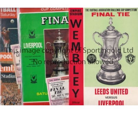 LIVERPOOL      Five away programmes including FA Cup Final v Leeds United 1/5/1965, including songsheet, European Cup Winners