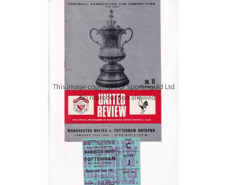 MANCHESTER UNITED V TOTTENHAM HOTSPUR FA CUP 1968      Programme and ticket for the FA Cup 3rd round tie at Manchester United