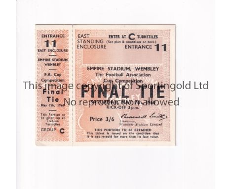 1960 FA CUP FINAL     Unused ticket for Wolves v Blackburn Rovers at Wembley 7/5/1960.    Good
