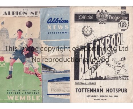 FOOTBALL PROGRAMMES               Twelve programmes including the League match Blackpool v Tottenham Hotspur 7/3/1953, crease