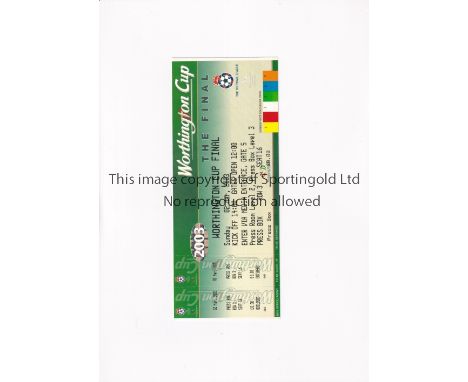 2003 LEAGUE CUP FINAL        Unused Press ticket for Manchester United v Liverpool at Millenium Stadium Cardiff 2/3/2003, wit