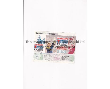 1992 CHARITY SHIELD    Unused ticket for the match Leeds United v Liverpool at Wembley Stadium 8/8/1992, vertical crease.    