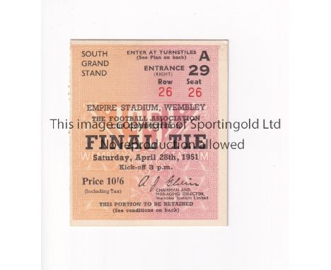 1951 FA CUP FINAL     Seat ticket for Blackpool v Newcastle United at Wembley 28/4/1951.    Good