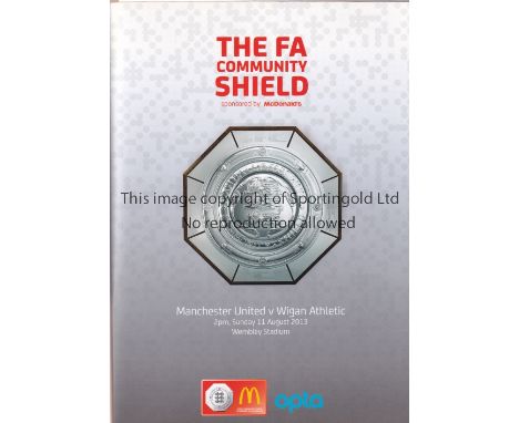 2013 COMMUNITY SHIELD / MANCHESTER UNITED           Press pack in folder v Wigan Athletic 11/8/2013 FA Community Shield with 