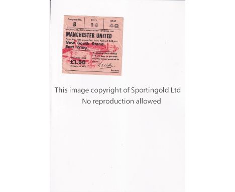 MANCHESTER UNITED      Ticket for the away Football League Championship match v Sheffield United 13/12/1975, creased, with ve