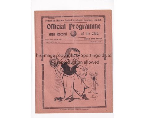 TOTTENHAM HOTSPUR V ARSENAL 1935 / RECORD SCORE      Programme for the 6-0 win for Arsenal at White Hart Lane 6/3/35 being th