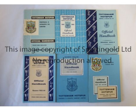TOTTENHAM HOTSPUR        Six Official Handbooks for the seasons 1960/1961, Double season, 1961/1962, 1962/1963, 1963/1964, 19
