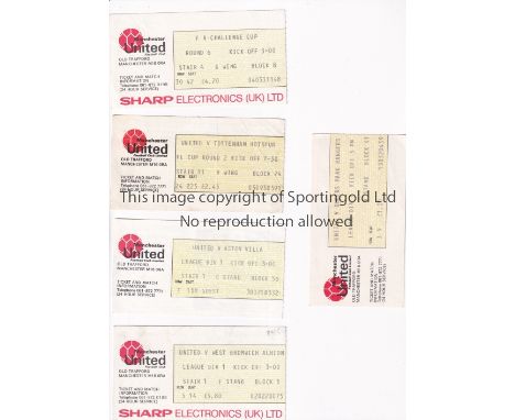 MANCHESTER UNITED           Five home tickets including v Queen's Park Rangers 8/4/1978, West Bromwich Albion 2/2/1985 and As