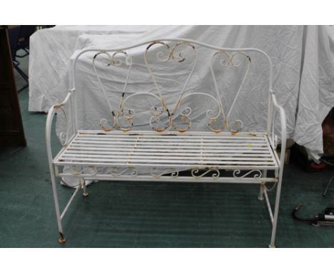 White metal painted garden bench 
