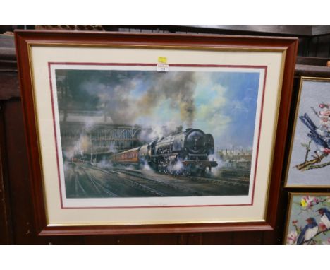Framed and mounted locomotive print, Carlisle Citadel