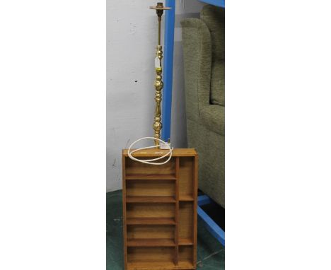 Metal standard lamp base and a wooden storage compartment 