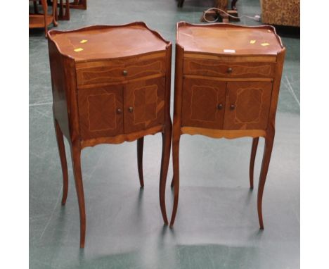 Pair of French style commode bedside cupboards  