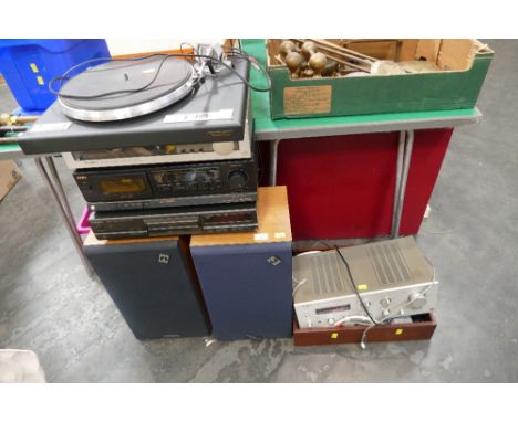 Technics integrated amplifier, CS5000 turntable, Aiwa cassette player, Technics three band tuner and Technics compact disk pl