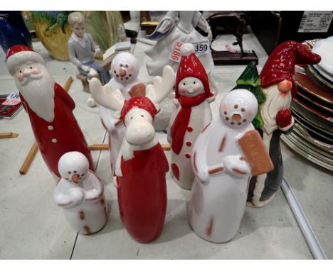 Collection of seven ceramic figures, with a festive theme. Not available for in-house P&amp;P 
