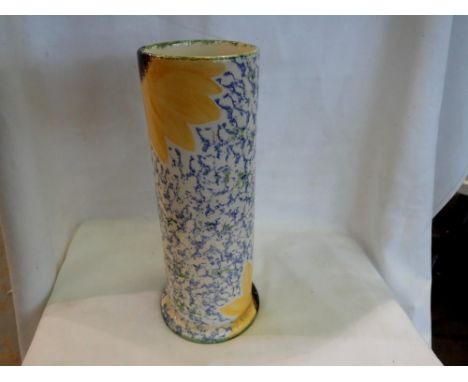 Tall Poole Pottery hand painted cylindrical vase. Not available for in-house P&amp;P 