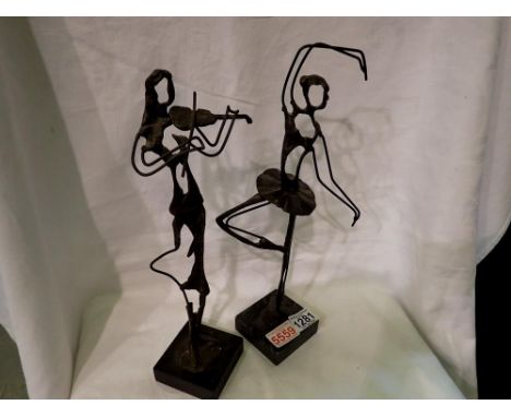 Cast bronze violinist and ballet dancer. Not available for in-house P&amp;P 