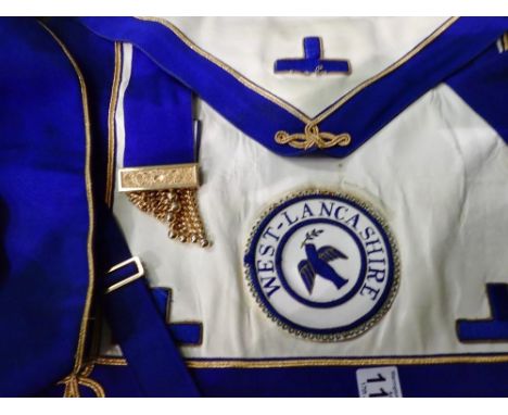 West Lancashire Masonic Apron and sash. UK P&amp;P Group 1 (£16+VAT for the first lot and £2+VAT for subsequent lots) 