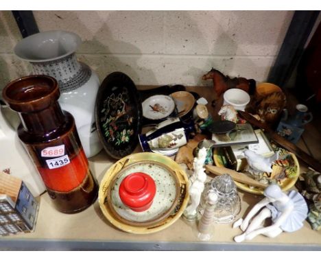 Mixed ceramics, glass and a carriage clock. Not available for in-house P&amp;P 