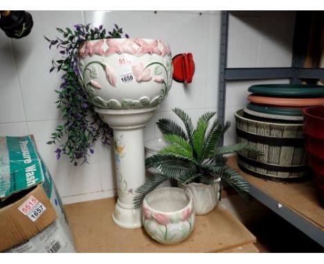 Three ceramic planters including a CLF Francis piece, H: 66 cm. Not available for in-house P&amp;P 