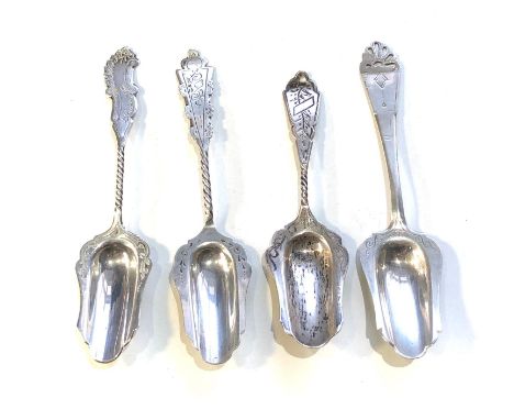 4 Antique dutch silver caddy spoons largest measures approx 13cm 