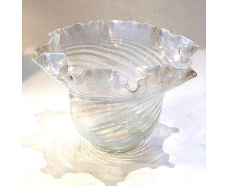 Large antique vaseline glass oil lamp shade measures approx 21cm dia height 15cm in good uncleaned condition 