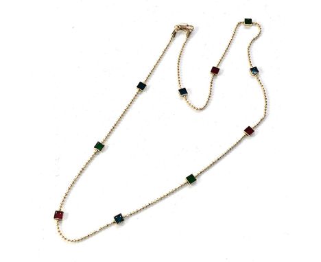 9ct gold enamel spacer necklace weight 2.6g 