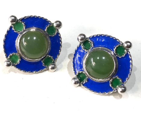 18ct white gold enamel gemstone earrings by williams weight 10.9g 