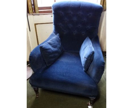 *Item to be collected from Friargate, Derby*A Victorian button-back nursing chair, of small proportions, turned mahogany fore