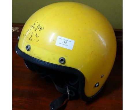 *Item to be collected from Friargate, Derby*Kangol Helmets Ltd Scotland - A 1970s yellow motorcycle helmet, label to inside, 