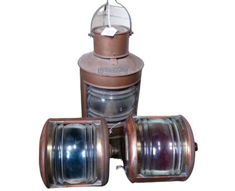 *Item to be collected from Friargate, Derby*A 19th century copper ship's lantern, stern, Seahorse GB trademark, approx 21cm h