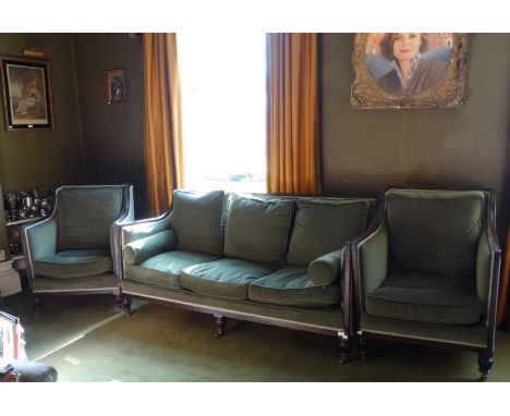 *Item to be collected from Friargate, Derby* A 19th Century mahogany three-piece salon suite, comprising a three-seater sette