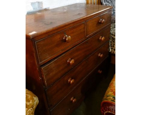 *Item to be collected from Friargate, Derby*A Victorian mahogany chest of drawers, two short over three long, approx 106cm hi