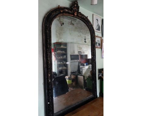 *Item to be collected from Friargate, Derby*A 19th century arched rectangular pier glass (mirror), foliate shell pediment, ap