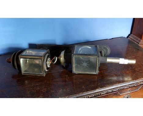 *Item to be collected from Friargate, Derby*A 19th century coaching lamp with etched glass; and a Raydyot wall mounted lanter
