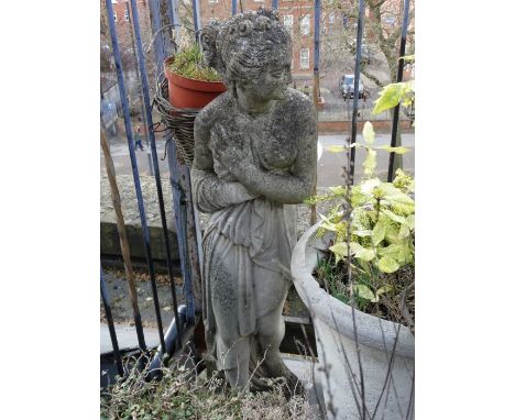 *Item to be collected from Friargate, Derby*Garden Statuary - A cast concrete figure of a classical maiden; a cast iron pub t