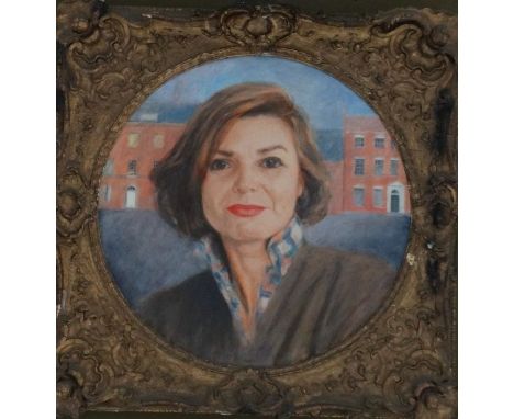 *Item to be collected from Friargate, Derby* English School (20th Century), circular portrait of Gail Brotherton with Friarga