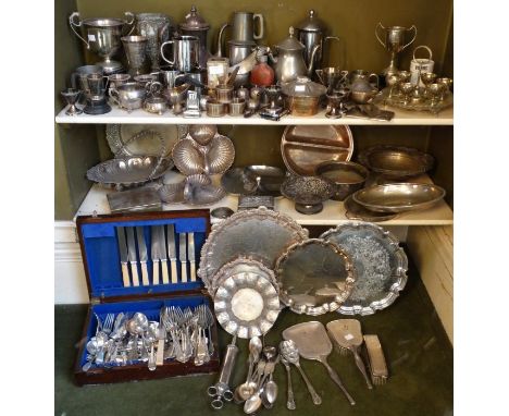 *Item to be collected from Friargate, Derby* A quantity of plated wear including EPNS, Elkington & Co; Chinese ink stand, tro