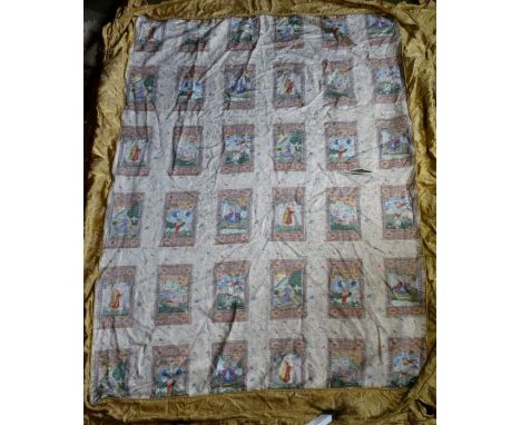 *Item to be collected from Friargate, Derby*A late 19th/ early 20th century Indian silk panel, with various figures in tradit