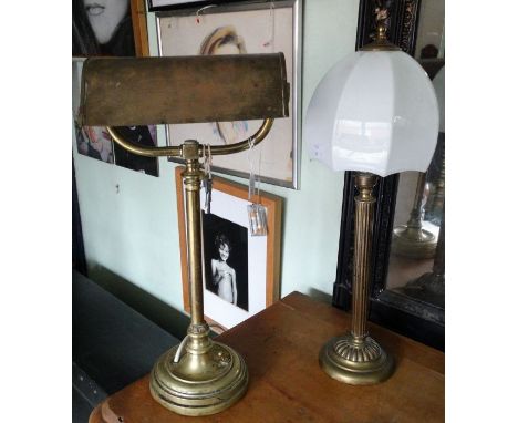 *Item to be collected from Friargate, Derby*An early 20th century brass library reading lamp, approx 47cm high; together with