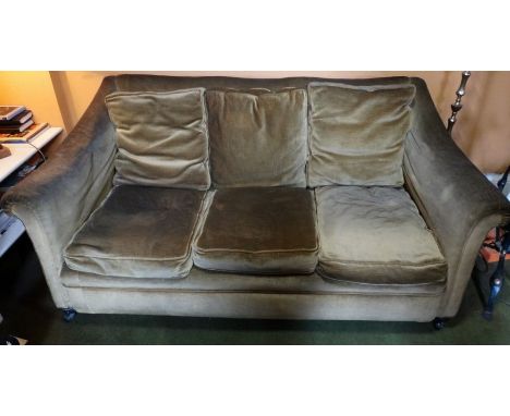 *Item to be collected from Friargate, Derby* A Victorian drop-end sofa, raised on turned mahogany fore legs, original brass c