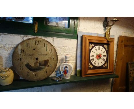 *Item to be collected from Friargate, Derby*A longcase clock face 'J.Cotterill, Wirksworth'; various wall mirrors; a standard