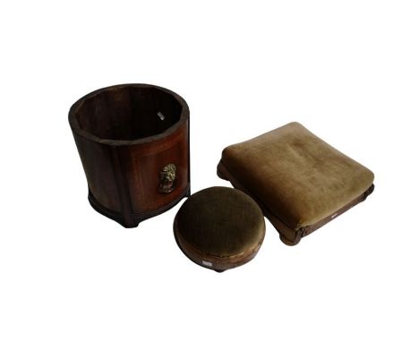 *Item to be collected from Friargate, Derby* A Regency mahogany circular coal / log box, brass lion mask ring handles, inlaid